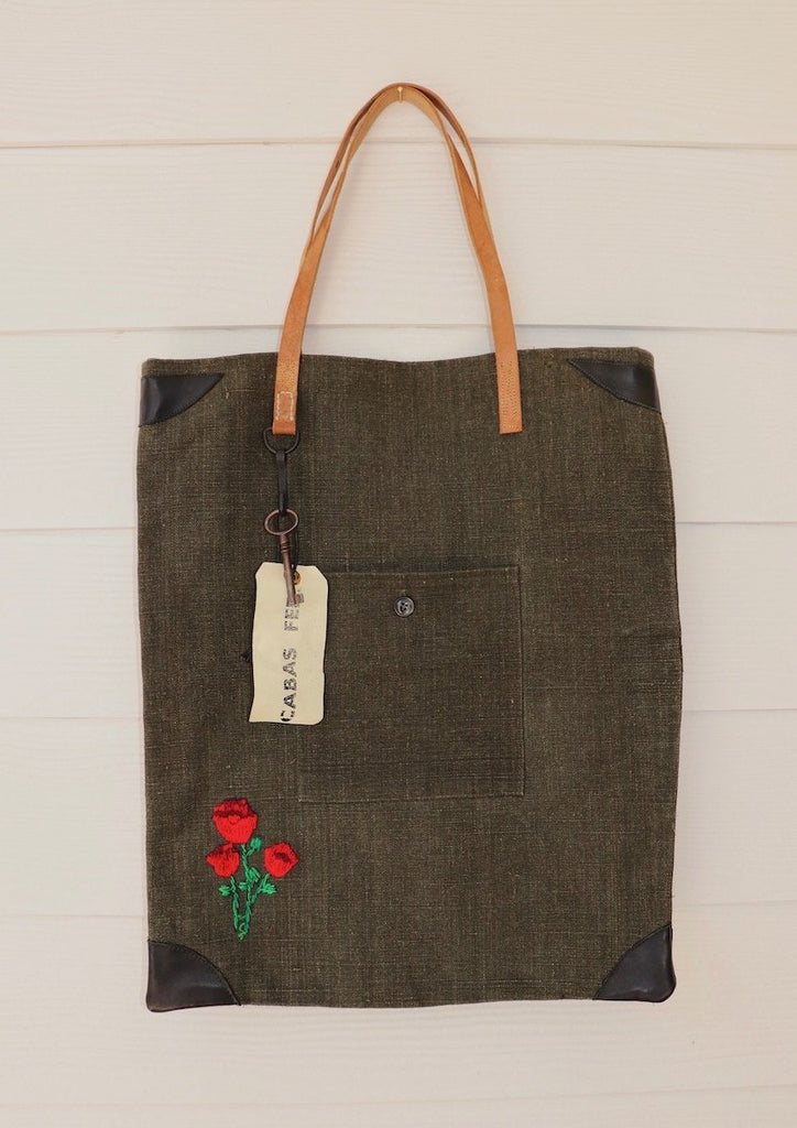 Parisian Bags. Green Bag. Roses Bag. Bag with Roses. 